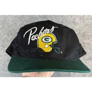 VINTAGE NFL Green Bay Packers Hat Cap Mens Black Green Snapback Coca Cola Promo